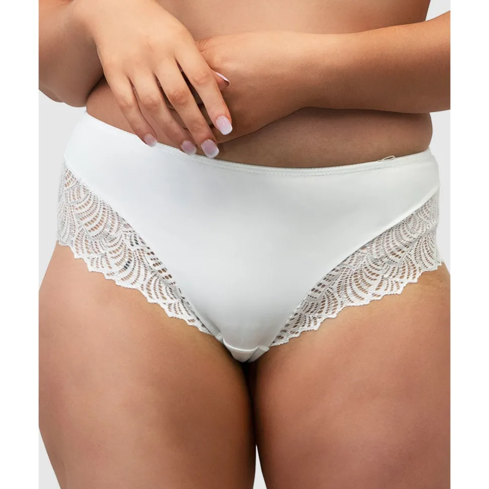 Buy The Friday Sustainable Lace Trim Brief-Ecru