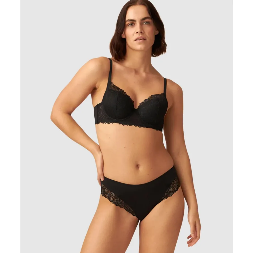 Buy The Friday Sustainable Lace Trim Brief-Black