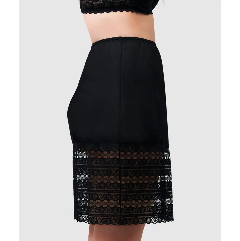 Buy Trimmable Half Slip Lingerie Underskirt With Lace-Black