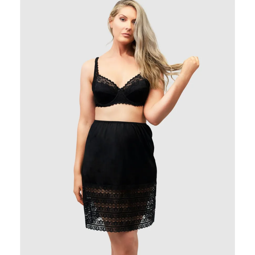 Buy Trimmable Half Slip Lingerie Underskirt With Lace-Black