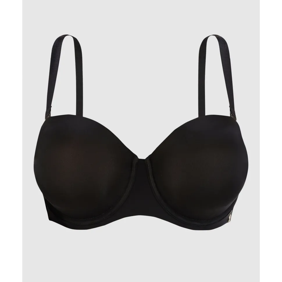 Buy Unseen Bandeau Bra Wired Molded Foam Cup-Black/Blush