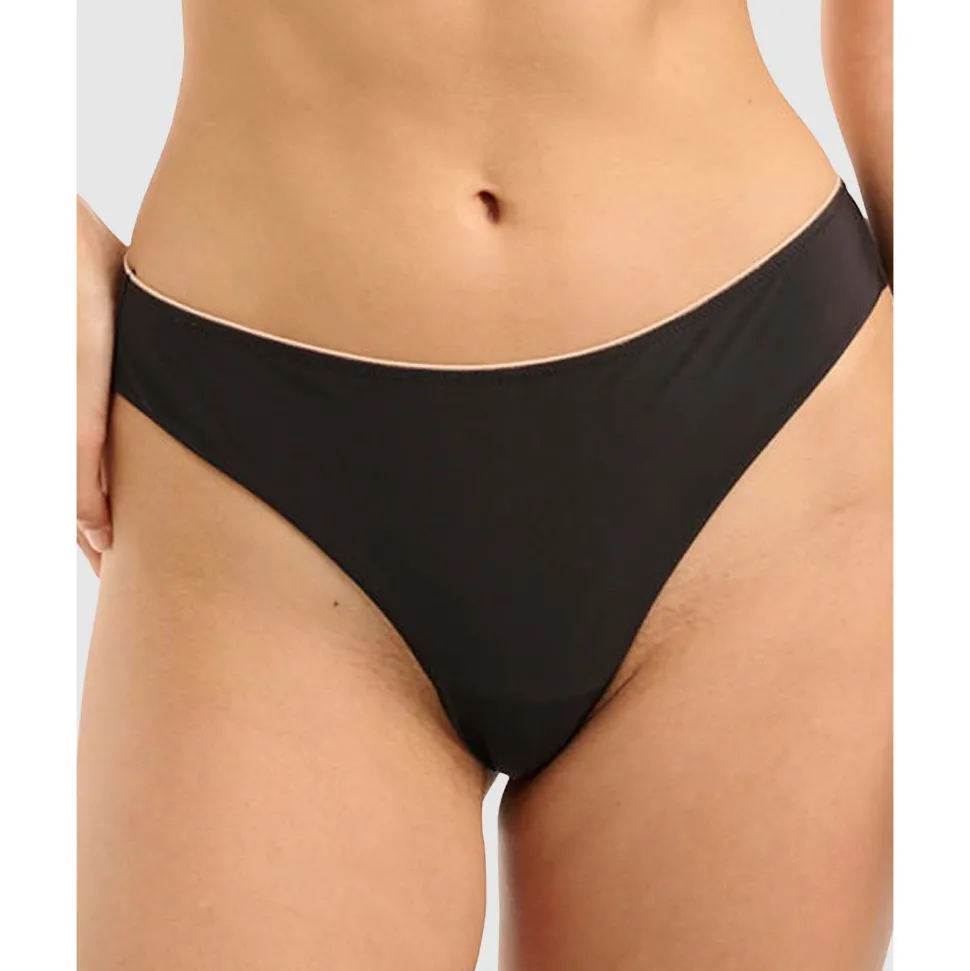 Buy Unseen No Show Brazilian Style High Cut Tanga Brief-Black-Blush