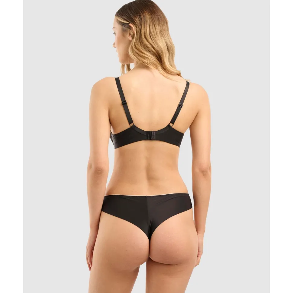 Buy Unseen No Show Brazilian Style High Cut Tanga Brief-Black-Blush