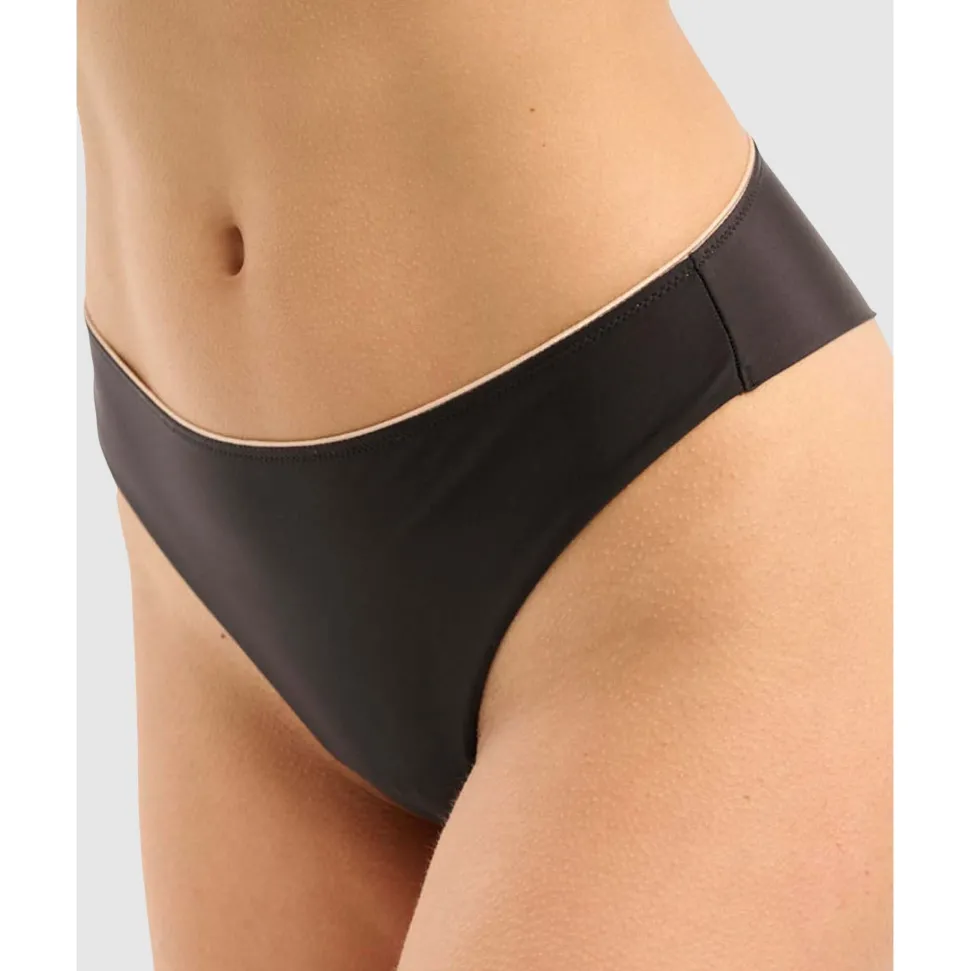 Buy Unseen No Show Brazilian Style High Cut Tanga Brief-Black-Blush