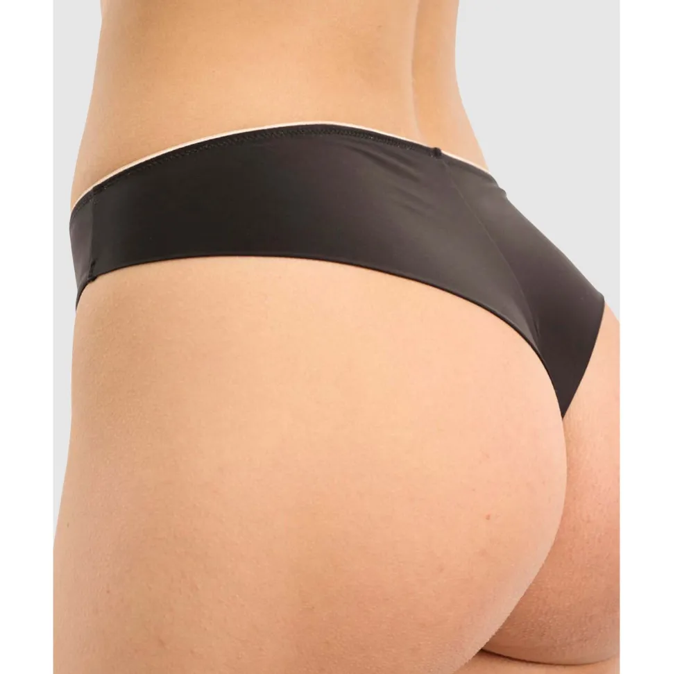 Buy Unseen No Show Brazilian Style High Cut Tanga Brief-Black-Blush