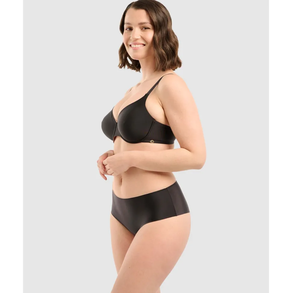 Buy Unseen No Show Shorty Style Brazilian Brief-Black-Blush