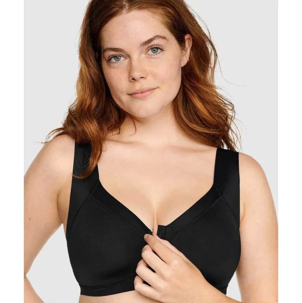 Buy Wellness Padded Wirefree Front Close Bra-Black