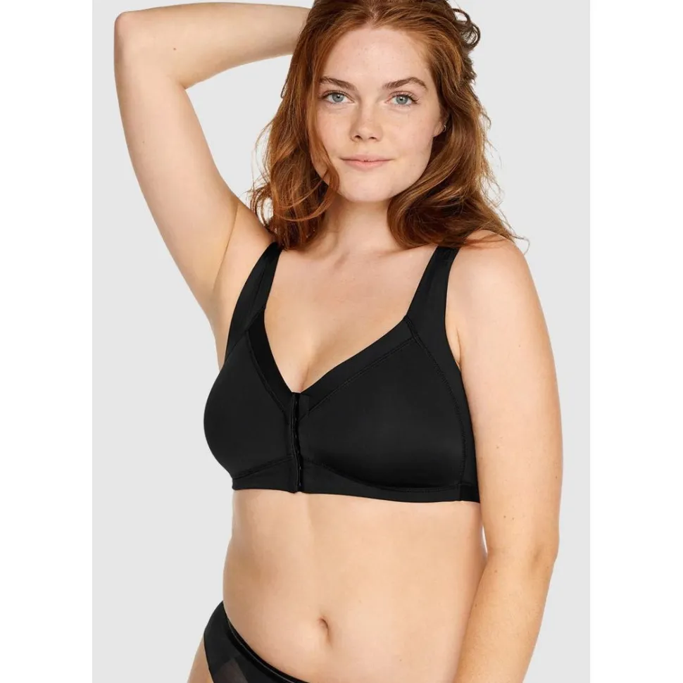 Buy Wellness Padded Wirefree Front Close Bra-Black