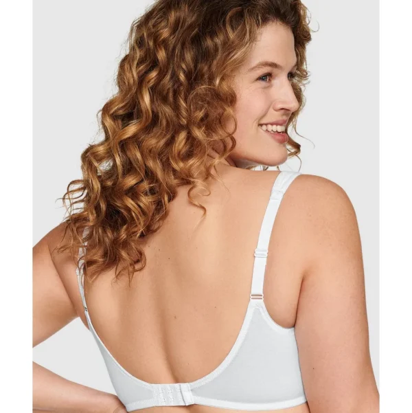 Buy Wide Strap Wirefree Cotton Bra with Lace-White