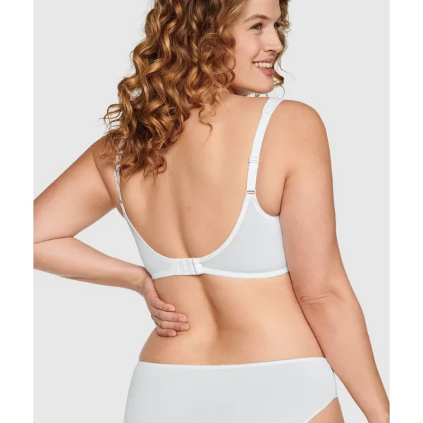 Buy Wide Strap Wirefree Cotton Bra with Lace-White