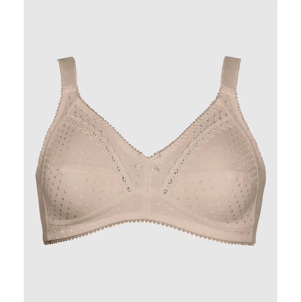 Buy Wirefree Soft Jacquard Cotton Bra-Light Beige